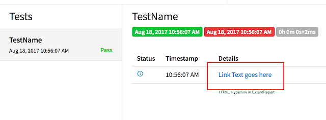 Extent Report customization for adding hyperlink